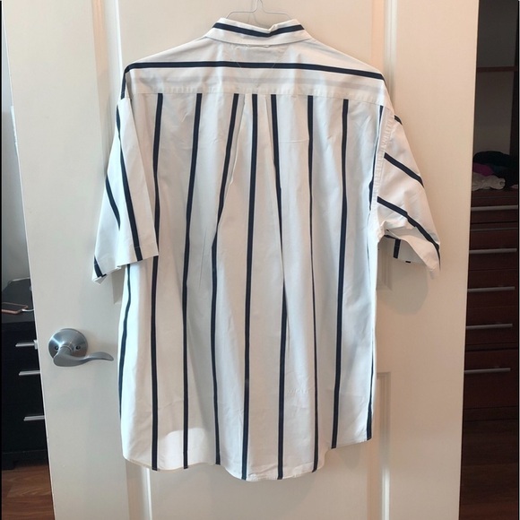 Tommy Hilfiger White Navy Stripe Button Shirt - Picture 4 of 11